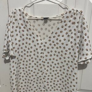 Ann Taylor White Polka Dot Women's Top